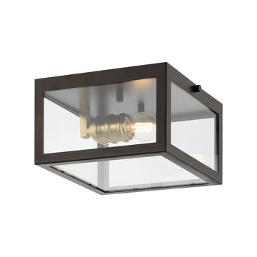 Eleanor 8" Farmhouse Industrial Square Iron/Glass Case LED Flush Mount